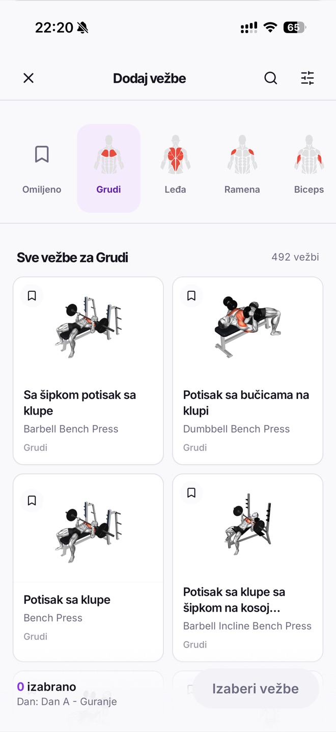 Biblioteka vežbi po mišićnim grupama
